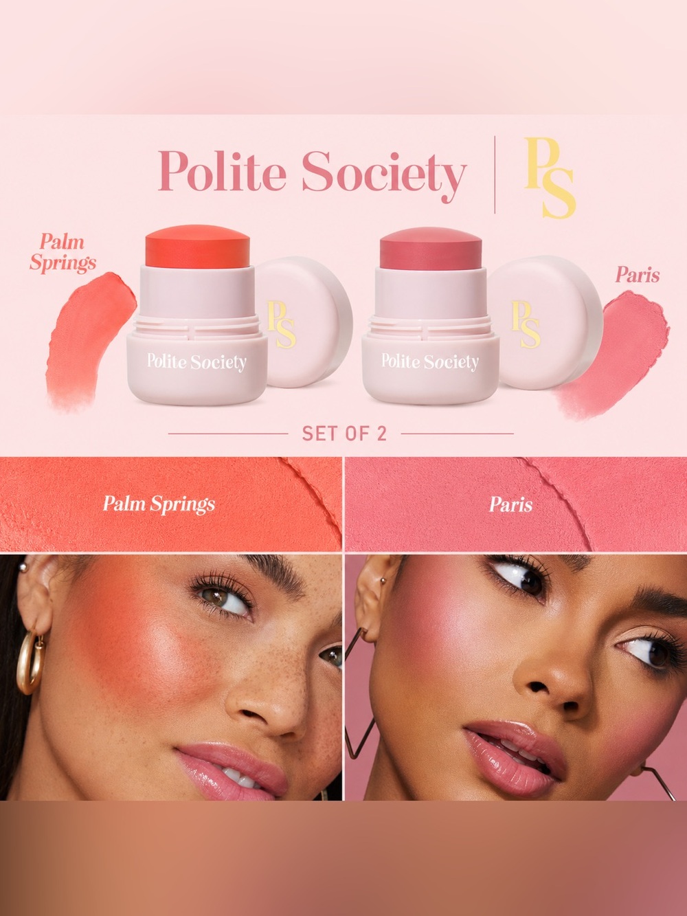 NEW✅ Polite Society • Polite Pops Powder Blush Stick Duo • Palm Springs + Paris